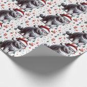 Kerstmis Britse Korthaar Kat, Xmas Kerstman Kitten Cadeaupapier (Hoek)