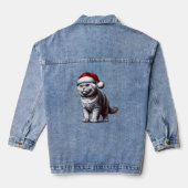Kerstmis Britse shorthair kat, Kerstmis Santa Kitt Denim Jacket (Achterkant)
