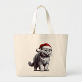 Kerstmis Britse shorthair kat, Kerstmis Santa Kitt Grote Tote Bag (Voorkant)