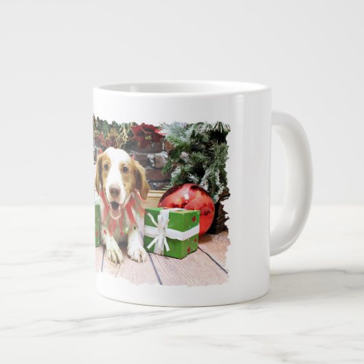 Kerstmis - Brittany Spaniel - Kinnick Grote Koffiekop (Voorkant rechts)