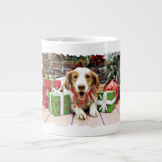Kerstmis - Brittany Spaniel - Kinnick Grote Koffiekop (Voorkant)