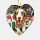 Kerstmis - Brittany Spaniel - Kinnick Keramisch Ornament (Links)