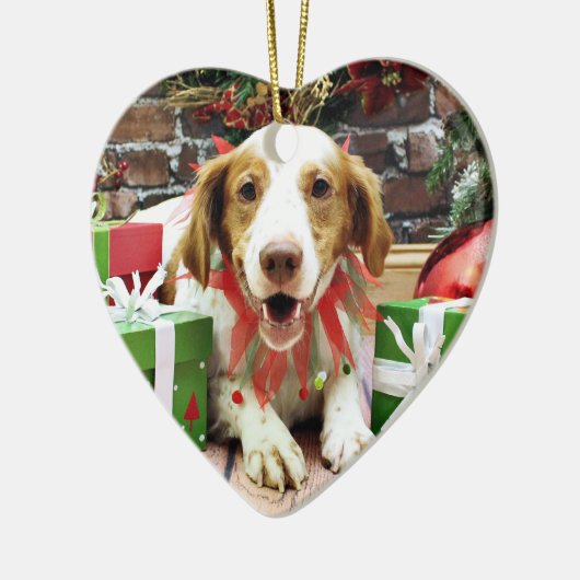 Kerstmis - Brittany Spaniel - Kinnick Keramisch Ornament (Links)