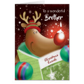 Kerstmis, Broeder. Snowdrop op Red Nose Deer (Voorkant)