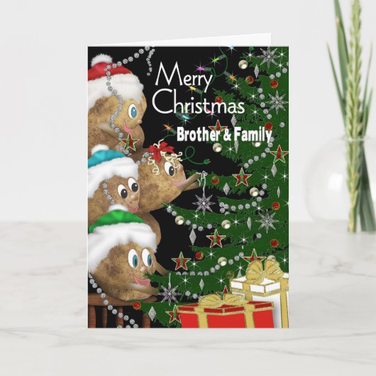 KERSTMIS - Broer & Familie - AARDAPPELFAMILIE Feestdagen Kaart (Voorkant)