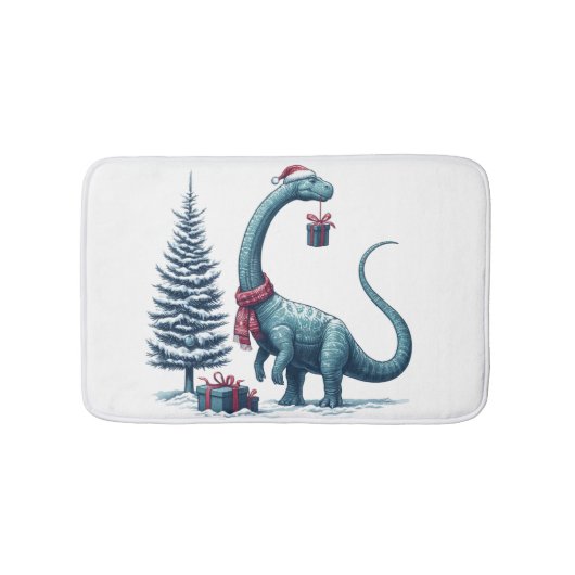 Kerstmis Brontosaurus dinosaurus Badmat (Voorkant)