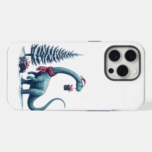 Kerstmis Brontosaurus dinosaurus iPhone Hoesje (Achterkant horizontaal)