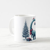 Kerstmis Brontosaurus dinosaurus Koffiemok (Voorkant links)