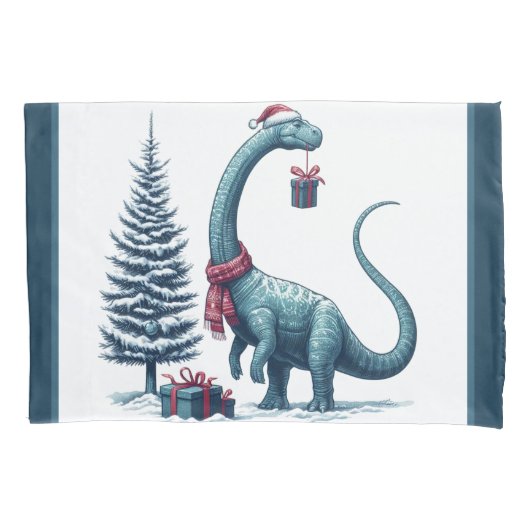Kerstmis Brontosaurus dinosaurus Kussensloop (Voorkant)