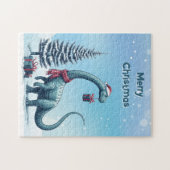 Kerstmis Brontosaurus dinosaurus Legpuzzel (Horizontaal)