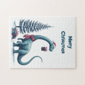 Kerstmis Brontosaurus dinosaurus Legpuzzel (Horizontaal)