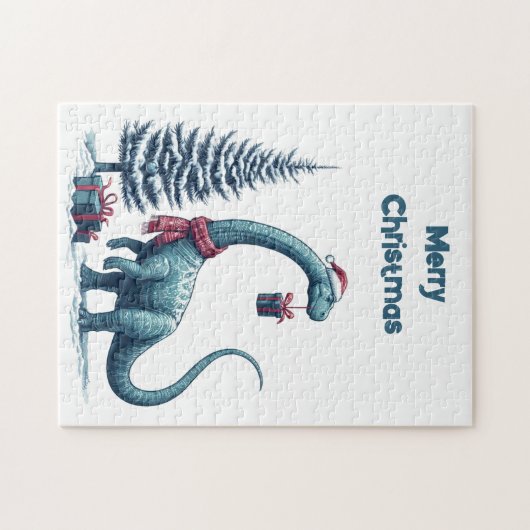 Kerstmis Brontosaurus dinosaurus Legpuzzel (Horizontaal)