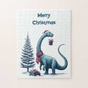 Kerstmis Brontosaurus dinosaurus Legpuzzel