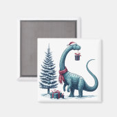 Kerstmis Brontosaurus dinosaurus Magneet (Voorkant / Achterkant)
