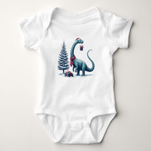 Kerstmis Brontosaurus dinosaurus Romper (Voorkant)
