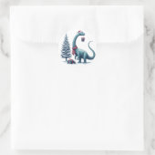 Kerstmis Brontosaurus dinosaurus Ronde Sticker (Tas)