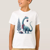 Kerstmis Brontosaurus dinosaurus T-shirt (Voorkant)