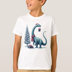 Kerstmis Brontosaurus dinosaurus T-shirt