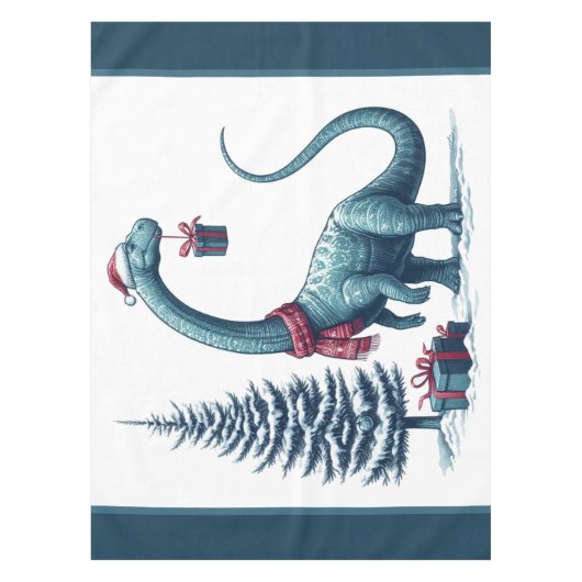 Kerstmis Brontosaurus dinosaurus Tafelkleed (Voorkant)