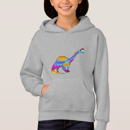 Kerstmis Brontosaurus Grappige Kleurrijke Dinosaur (Voorkant)