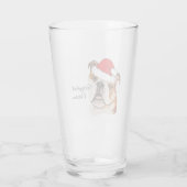 Kerstmis Brown Art Engelse Bulldog Wigglebutt Glas (Achterkant)