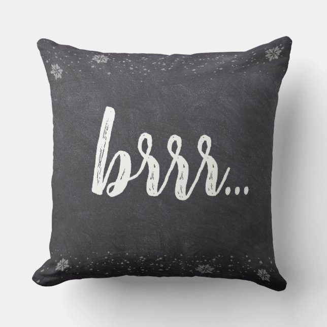 Kerstmis, Brrr.., sneeuwvlokken, krijtbord Kussen (Voorkant)