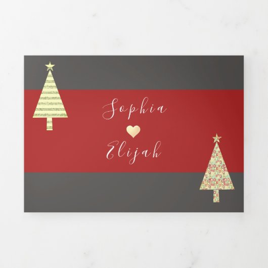 Kerstmis bruiloft drievoudige uitnodiging (Cover)