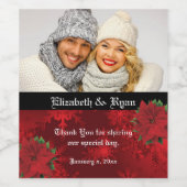 Kerstmis bruiloft, Elegant rood, Aangepaste foto Wijn Etiket (Enkel label)