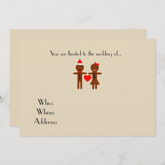 Kerstmis bruiloft Gemberkoek man en vrouw Kaart (Voorkant / Achterkant)