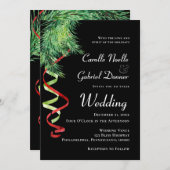 Kerstmis Bruiloft met Takken en Slingers Aankondiging (Voorkant / Achterkant)