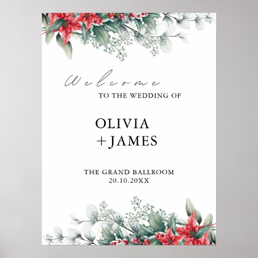 Kerstmis bruiloft Welkomstbord Poster (Voorkant)