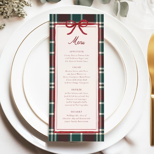 Kerstmis Bruiloftsmenu | Kerst Tartan Menu