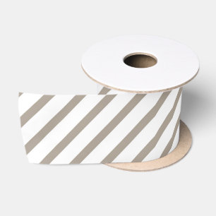 Kerstmis Bruin Beige Taupe Wit Strepen Patroon Satijnen Lint