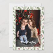 Kerstmis Bruin Bloemschildering in Waterverf |Pret Feestdagenkaart (Voorkant)