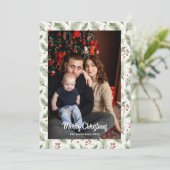 Kerstmis Bruin Bloemschildering in Waterverf |Pret Feestdagenkaart (Staand voorkant)