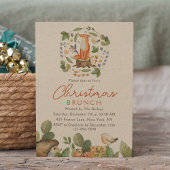 Kerstmis Brunch Cute Woodland Fox Waterverf Kaart