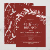 Kerstmis Brunch Pine Berry Wreath Red Kaart (Voorkant / Achterkant)