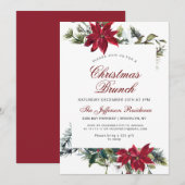 Kerstmis Brunch Red Poinsettia Floral Waterverf Kaart (Voorkant / Achterkant)