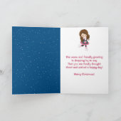 Kerstmis Brunette Girl Ice Skater Feestdagen Kaart (Binnen)