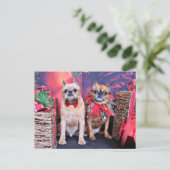 Kerstmis - Brussel Griffon - Marv en Marge Feestdagenkaart (Staand voorkant)