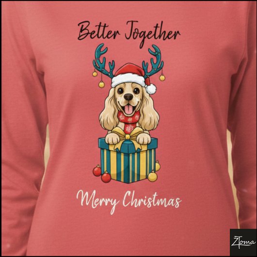 Kerstmis Buff Cocker Spaniel Cadeau Grafisch Tri-Blend Shirt