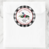 Kerstmis Buffalo Check en Hulstak Envelope Seals Ronde Sticker (Tas)
