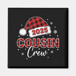 Kerstmis Buffalo Plaid 2025 Cousin Crew Kerstman H Magneet