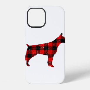 Kerstmis Buffalo Plaid Dobermann iPhone 12 Hoesje