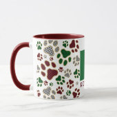 Kerstmis Buffalo Plaid Hond Poot Monogram Mok (Links)