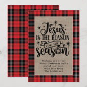 Kerstmis Buffalo Plaid met Jezus als reden Feestdagenkaart (Voorkant / Achterkant)