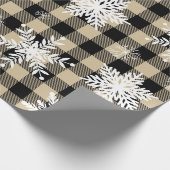 Kerstmis - Buffalo Pset Beige Snowflakes Cadeaupapier (Hoek)