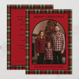 Kerstmis Buffalo Rode Tartan Schotse Ruit Boog 1 F Feestdagenkaart
