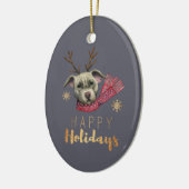 Kerstmis Bull Dog met Antlers Keramisch Ornament (Links)
