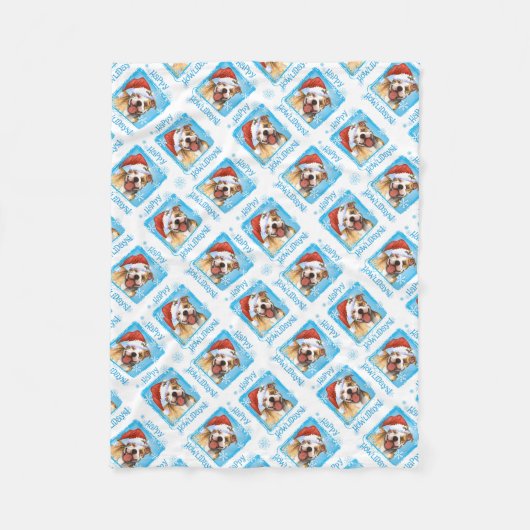 Kerstmis bull Terrier Fleece Blanket Deken (Voorkant)